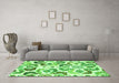 Machine Washable Abstract Green Contemporary Area Rugs in a Living Room,, wshcon1535grn