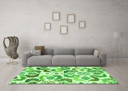Machine Washable Abstract Green Contemporary Area Rugs in a Living Room,, wshcon1535grn