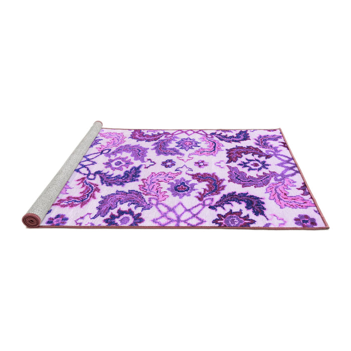 Sideview of Machine Washable Abstract Purple Contemporary Area Rugs, wshcon1535pur