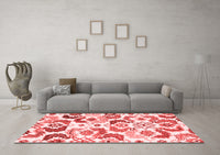 Machine Washable Abstract Red Contemporary Rug, wshcon1535red