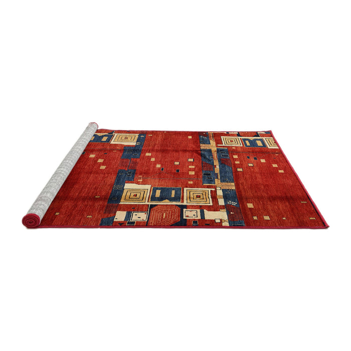 Serging Thickness of Machine Washable Contemporary Red Rug, wshcon1536