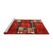 Serging Thickness of Machine Washable Contemporary Red Rug, wshcon1536