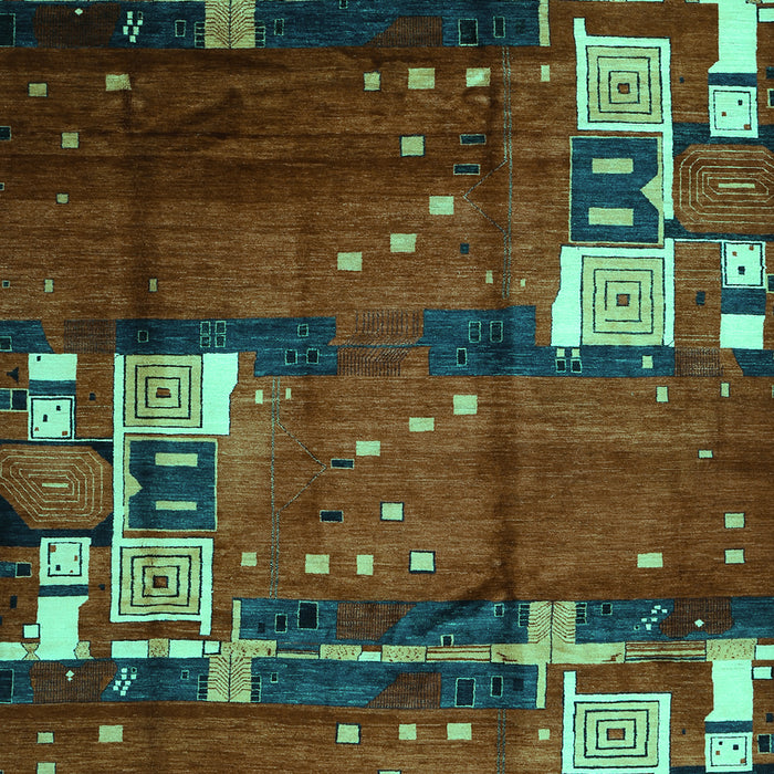 Machine Washable Abstract Turquoise Contemporary Area Rugs, wshcon1536turq