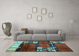 Machine Washable Abstract Light Blue Contemporary Rug in a Living Room, wshcon1536lblu