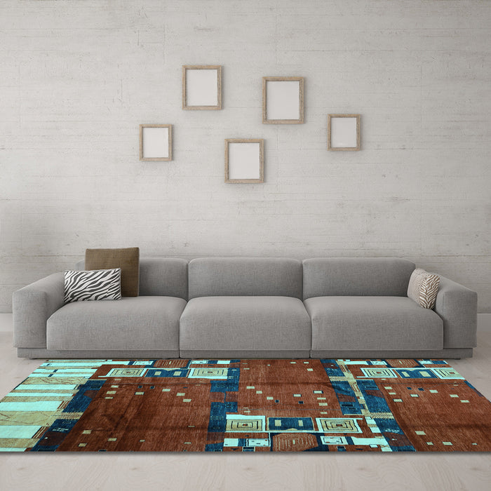 Machine Washable Abstract Light Blue Contemporary Rug in a Living Room, wshcon1536lblu