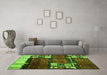 Machine Washable Abstract Green Contemporary Area Rugs in a Living Room,, wshcon1536grn