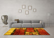 Machine Washable Abstract Yellow Contemporary Rug in a Living Room, wshcon1536yw