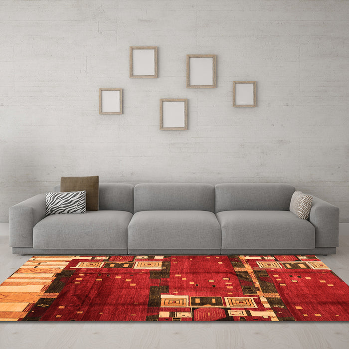 Machine Washable Abstract Orange Contemporary Area Rugs in a Living Room, wshcon1536org