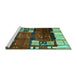 Sideview of Machine Washable Abstract Turquoise Contemporary Area Rugs, wshcon1536turq