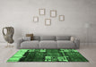 Machine Washable Abstract Emerald Green Contemporary Area Rugs in a Living Room,, wshcon1536emgrn