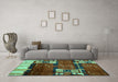 Machine Washable Abstract Turquoise Contemporary Area Rugs in a Living Room,, wshcon1536turq