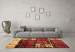 Machine Washable Abstract Brown Contemporary Rug in a Living Room,, wshcon1536brn