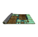 Sideview of Abstract Turquoise Contemporary Rug, con1536turq