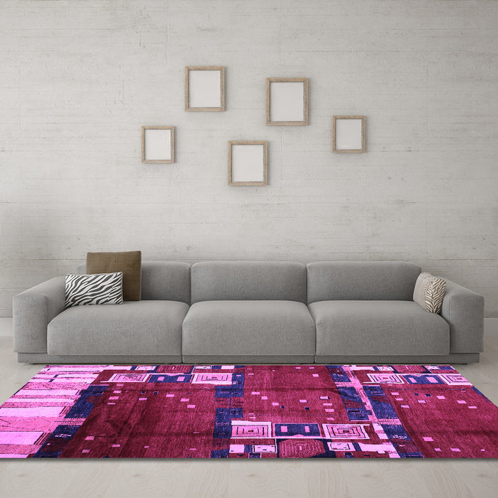 Machine Washable Abstract Purple Contemporary Area Rugs in a Living Room, wshcon1536pur