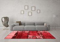 Machine Washable Abstract Red Contemporary Rug, wshcon1536red