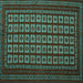 Square Machine Washable Abstract Turquoise Contemporary Area Rugs, wshcon1537turq