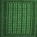 Square Machine Washable Abstract Emerald Green Contemporary Area Rugs, wshcon1537emgrn