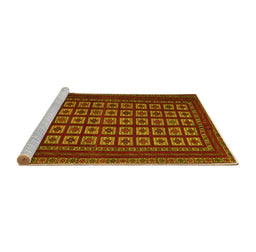 Sideview of Machine Washable Abstract Yellow Contemporary Rug, wshcon1537yw
