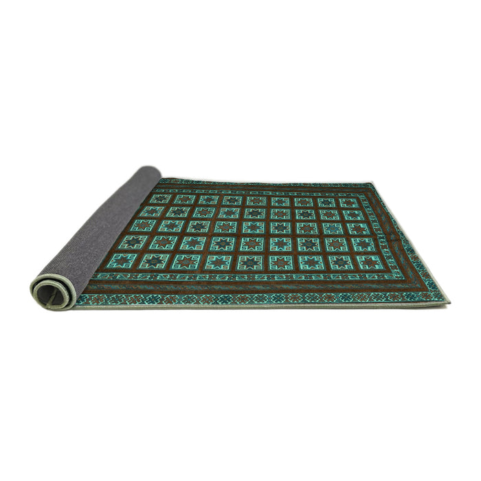Sideview of Abstract Turquoise Contemporary Rug, con1537turq