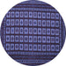 Round Abstract Blue Contemporary Rug, con1537blu