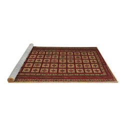 Sideview of Machine Washable Abstract Brown Contemporary Rug, wshcon1537brn