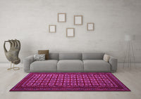 Machine Washable Abstract Pink Contemporary Rug, wshcon1537pnk