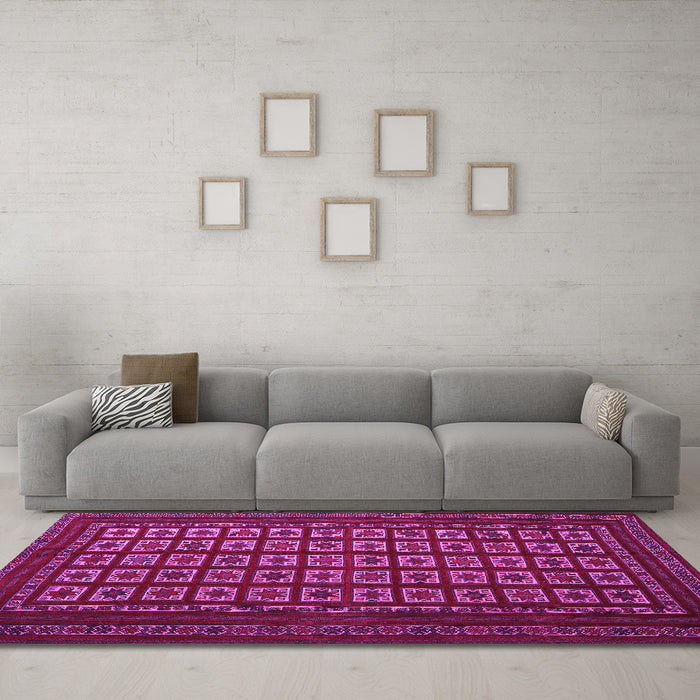 Machine Washable Abstract Pink Contemporary Rug in a Living Room, wshcon1537pnk