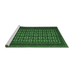 Sideview of Machine Washable Abstract Emerald Green Contemporary Area Rugs, wshcon1537emgrn