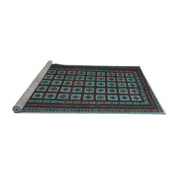 Sideview of Machine Washable Abstract Light Blue Contemporary Rug, wshcon1537lblu