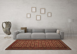 Machine Washable Abstract Brown Contemporary Rug in a Living Room,, wshcon1537brn