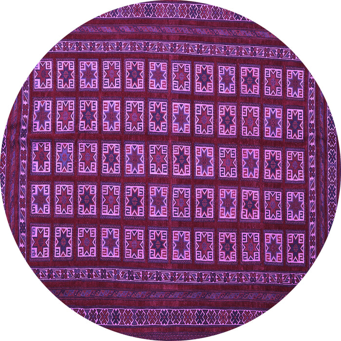 Round Abstract Purple Contemporary Rug, con1537pur