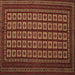 Square Machine Washable Abstract Brown Contemporary Rug, wshcon1537brn