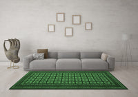 Machine Washable Abstract Emerald Green Contemporary Rug, wshcon1537emgrn