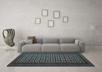 Machine Washable Abstract Light Blue Contemporary Rug, wshcon1537lblu