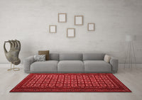 Machine Washable Abstract Red Contemporary Rug, wshcon1537red