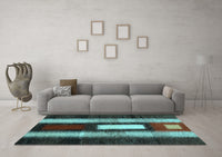 Machine Washable Abstract Light Blue Contemporary Rug, wshcon1538lblu