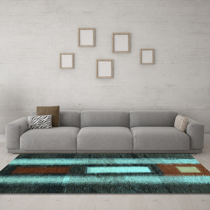 Machine Washable Abstract Light Blue Contemporary Rug in a Living Room, wshcon1538lblu