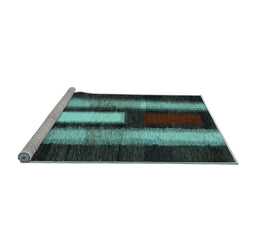 Sideview of Machine Washable Abstract Light Blue Contemporary Rug, wshcon1538lblu