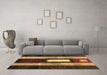 Machine Washable Abstract Brown Contemporary Rug in a Living Room,, wshcon1538brn