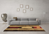 Machine Washable Abstract Brown Contemporary Rug, wshcon1538brn