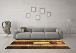 Machine Washable Abstract Brown Contemporary Rug in a Living Room,, wshcon1538brn