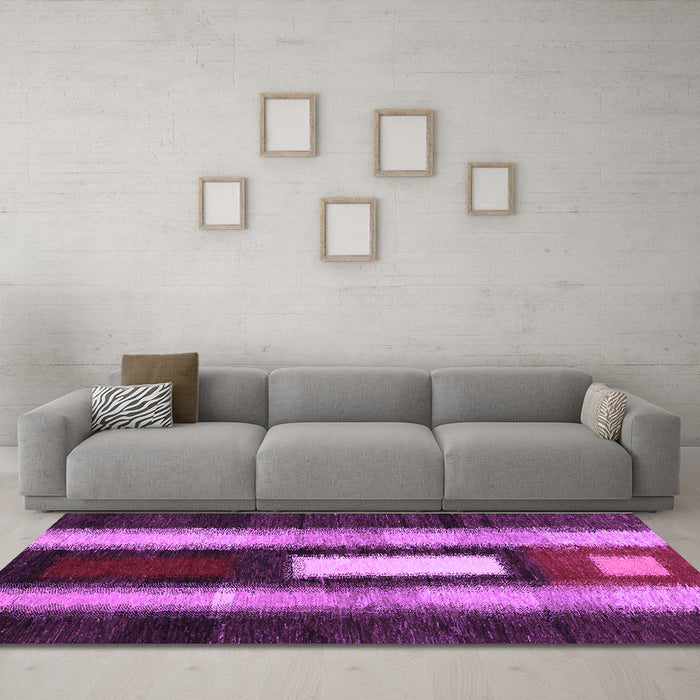 Machine Washable Abstract Purple Contemporary Area Rugs in a Living Room, wshcon1538pur