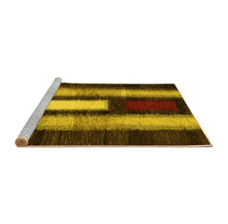 Sideview of Machine Washable Abstract Yellow Contemporary Rug, wshcon1538yw