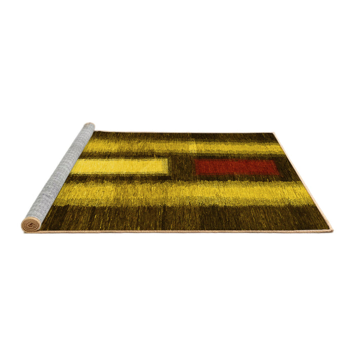 Sideview of Machine Washable Abstract Yellow Contemporary Rug, wshcon1538yw