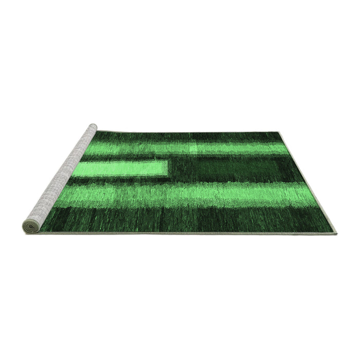 Sideview of Machine Washable Abstract Emerald Green Contemporary Area Rugs, wshcon1538emgrn