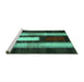 Sideview of Machine Washable Abstract Turquoise Contemporary Area Rugs, wshcon1538turq