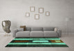 Machine Washable Abstract Turquoise Contemporary Area Rugs in a Living Room,, wshcon1538turq