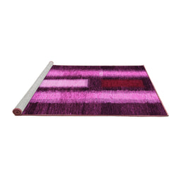 Sideview of Machine Washable Abstract Pink Contemporary Rug, wshcon1538pnk