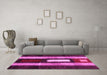 Machine Washable Abstract Pink Contemporary Rug in a Living Room, wshcon1538pnk