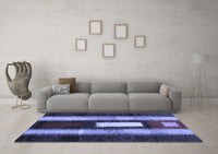 Machine Washable Abstract Blue Contemporary Rug, wshcon1538blu